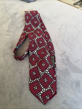 Giorgio Armani Red Geometric Silk Tie